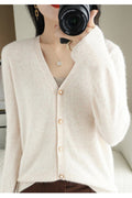 Women Soft V-Neck Long Sleeve Trendy Solid Colored Loose Warm Pretty Casual Winter Cardigan