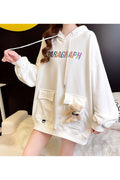 Women Loose Style Solid Colored Pretty Ventilated Long Sleeve Pocket Styling Hoodie