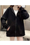 Women Solid Colored Simple Styled Casual Long Sleeve Warm Zipper Hoodie