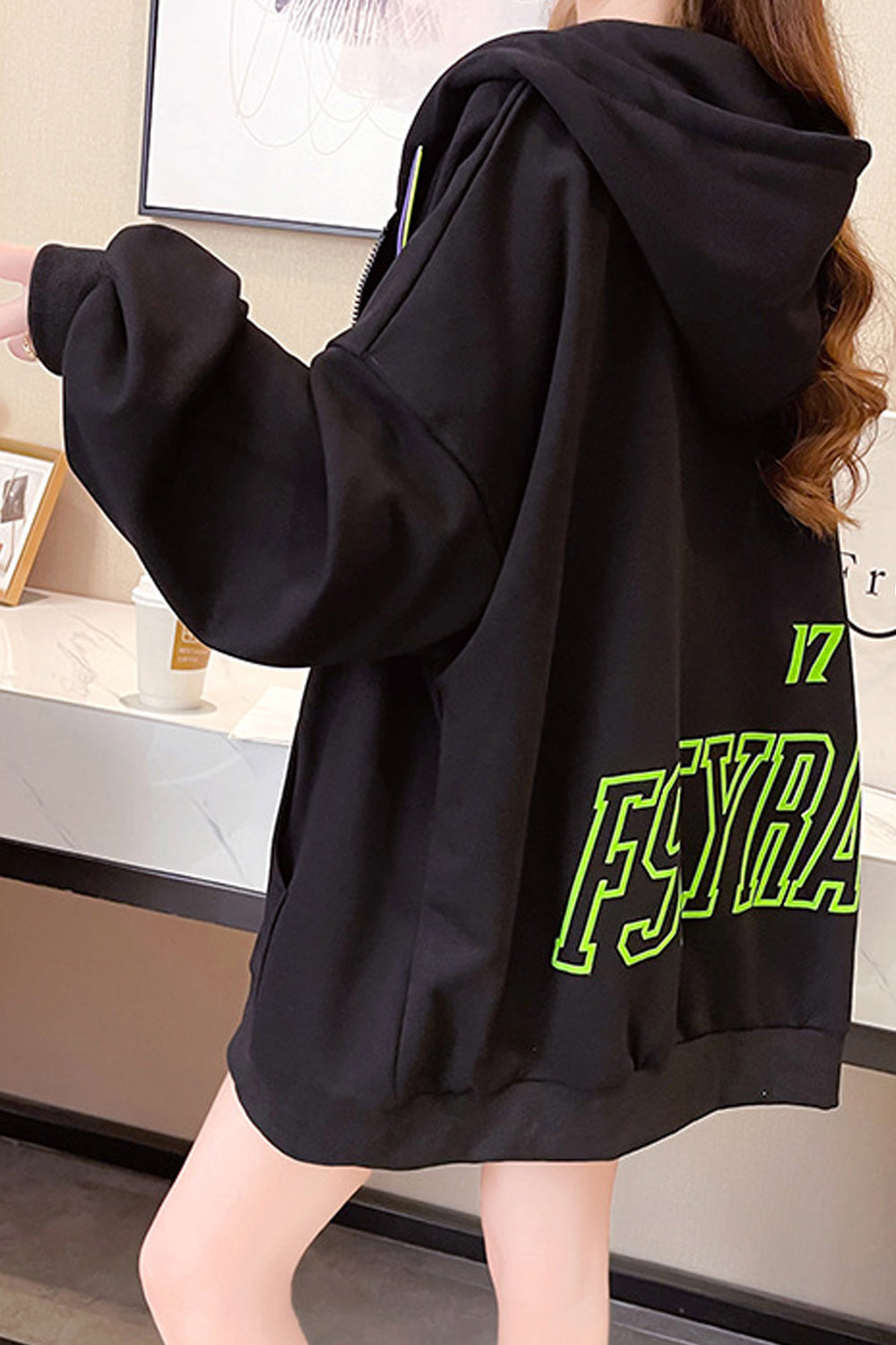 Women Mid Length Stylish Solid Colored Zipper Long Sleeve Comfy Winter Hoodie