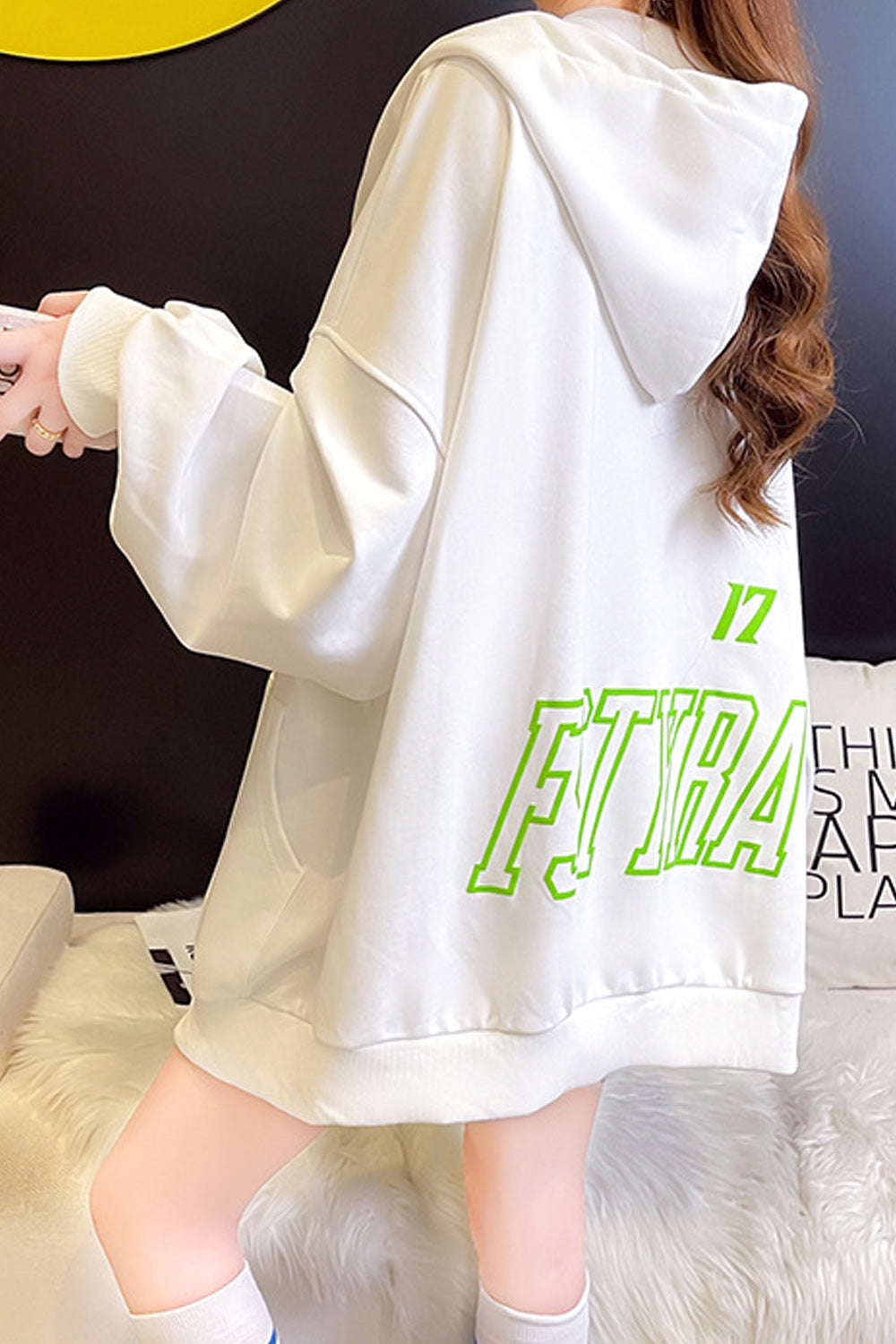 Women Mid Length Stylish Solid Colored Zipper Long Sleeve Comfy Winter Hoodie
