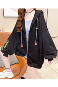 Women Mid Length Stylish Solid Colored Zipper Long Sleeve Comfy Winter Hoodie