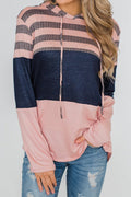 Women Classy Striped Pattern Pullover Long Sleeve Soft Lightweight Casual Hoodie