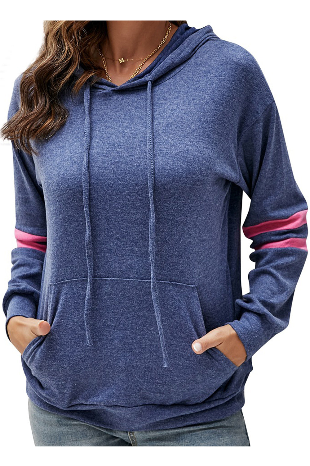 Women Superb Solid Colored Cozy Pullover Convenient Long Sleeve Drawstring Elegant Hoodie
