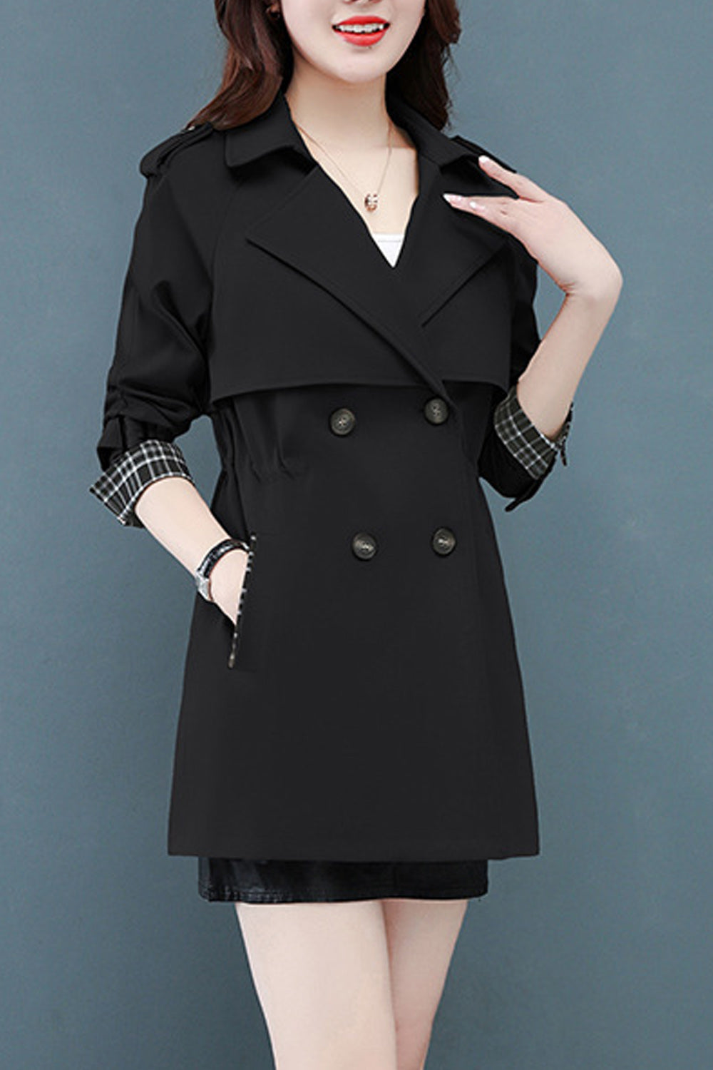 Women Awesome Solid Colored Collar Neck Comfortable Long Sleeve Casual Winter Coat