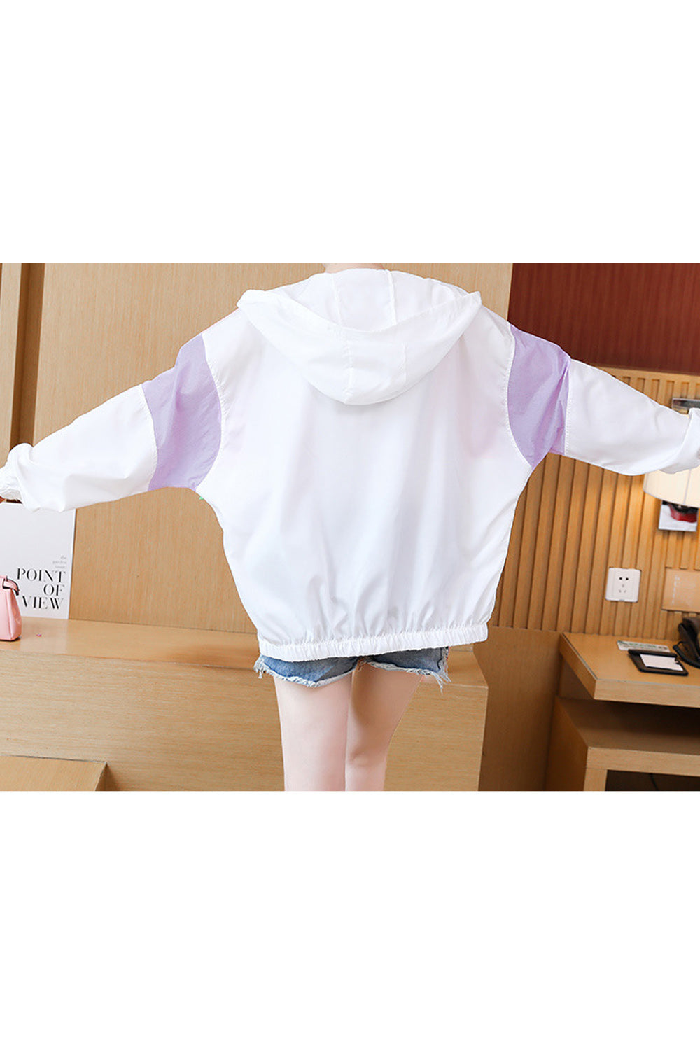 Women Lightweight Breathable Superb Long Sleeve Drawstring Hood Wonderful Casual Jacket