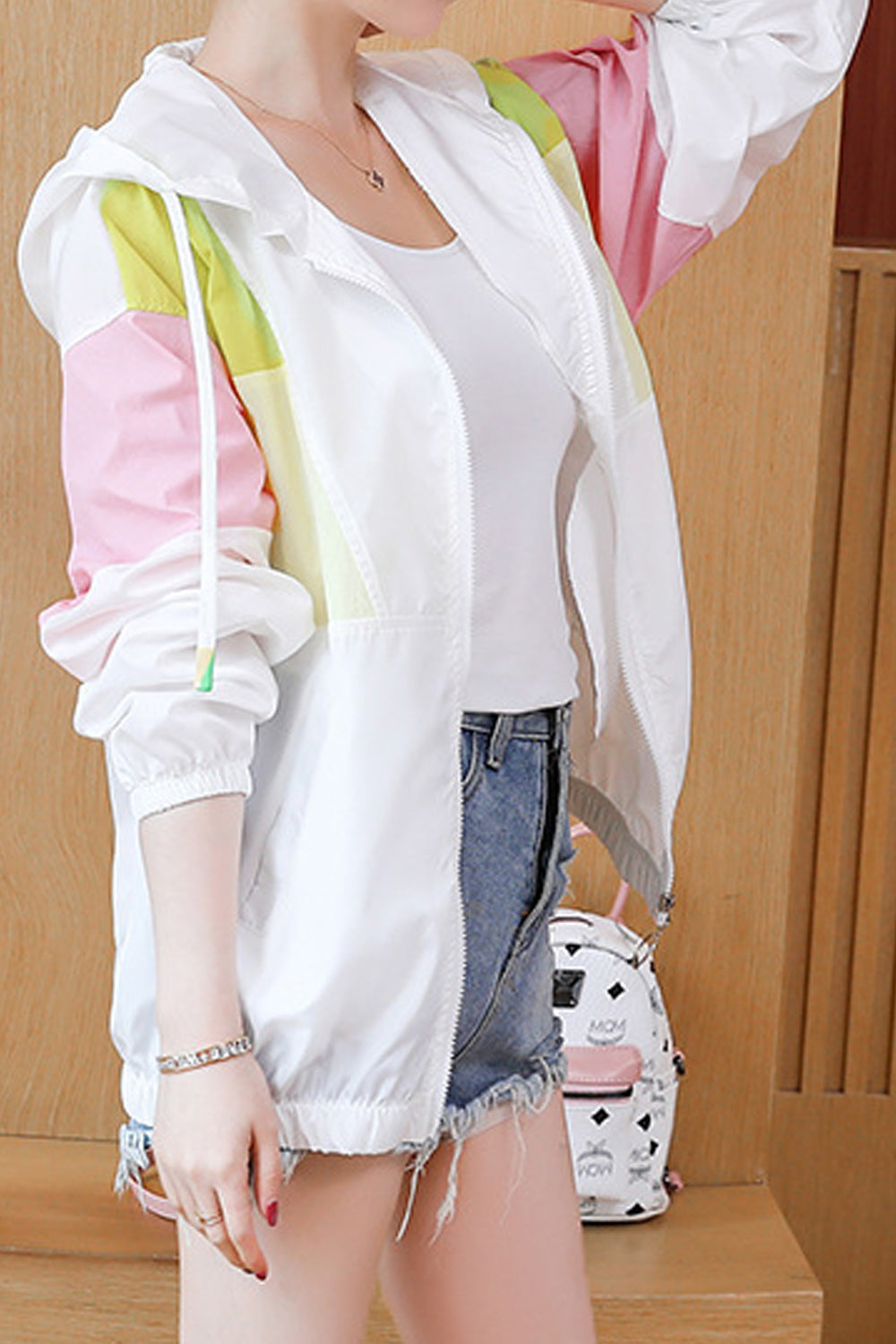 Women Lightweight Breathable Superb Long Sleeve Drawstring Hood Wonderful Casual Jacket