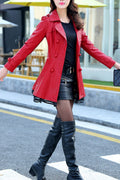 Women Thick Wonderful Solid Pattern Windproof Cozy Casual Superb PU Leather Jacket