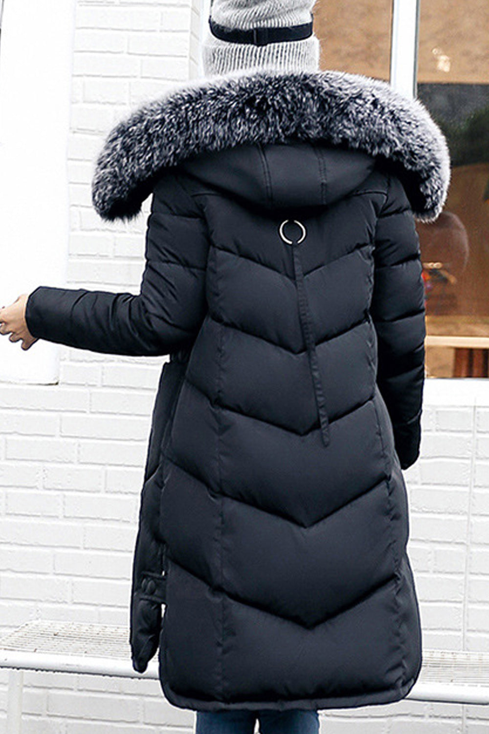 Women Thick Winter Flap Pocket Mid Length Solid Colored Cozy Cotton Padded Jacket