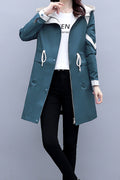 Women Comfortable Solid Colored Mid Length Long Sleeve Cozy Simple Casual Jacket