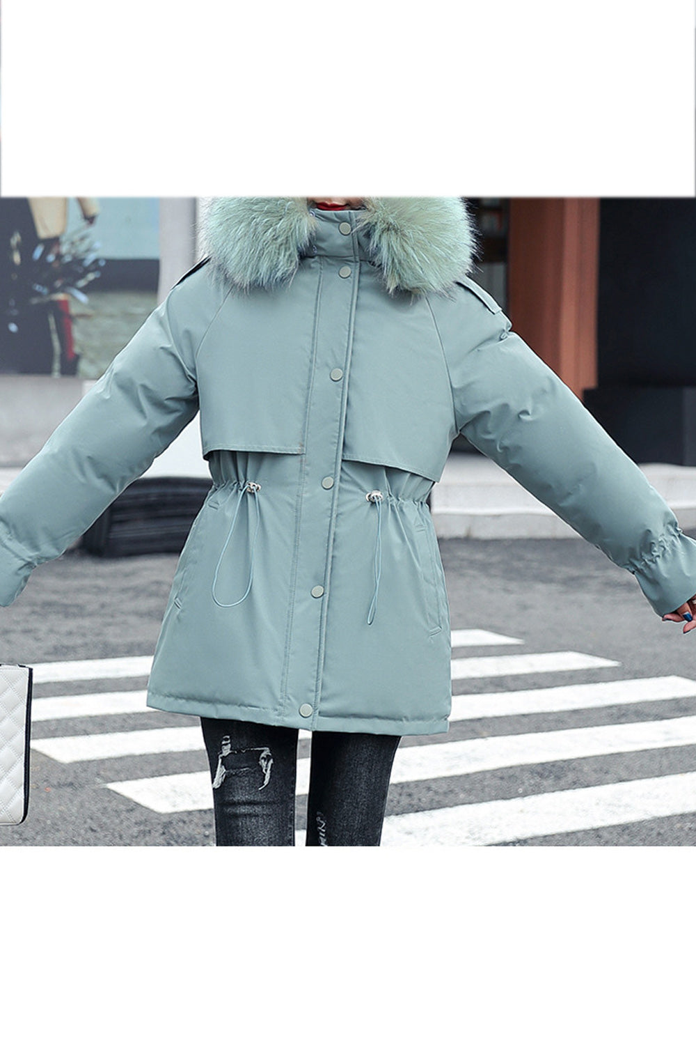 Women Cozy Winter Season Long Sleeve Wind Breaker Comfortable Solid Colored Padded Jacket