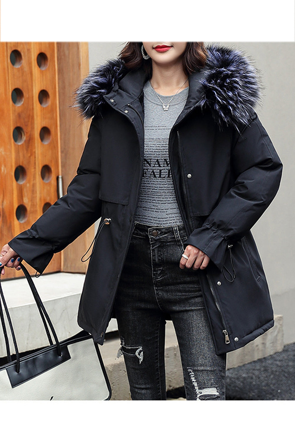 Women Cozy Winter Season Long Sleeve Wind Breaker Comfortable Solid Colored Padded Jacket