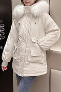 Women Shiny Soft Long Sleeve Warm Hooded Neck Style Classy Padded Jacket