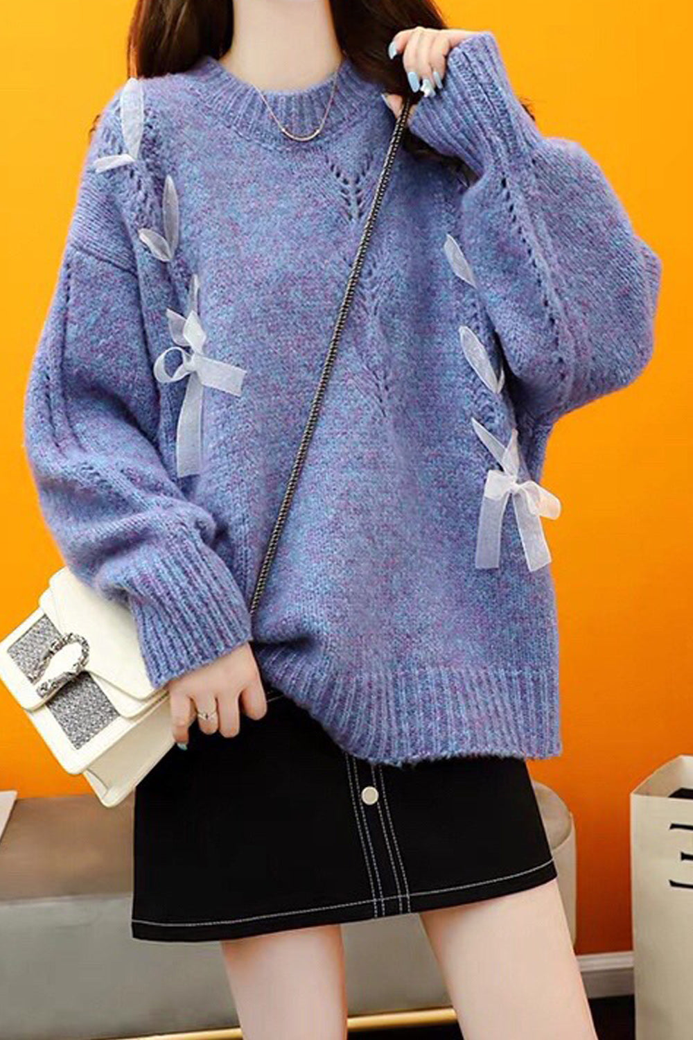 Women Tremendous Solid Colored Pullover Round Neck Long Sleeve Warm & Thick Sweater