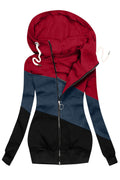 Women Alluring Printed Pattern Thick Long Sleeve Hooded Neck Zipper Closure Winter Casual Hoodie