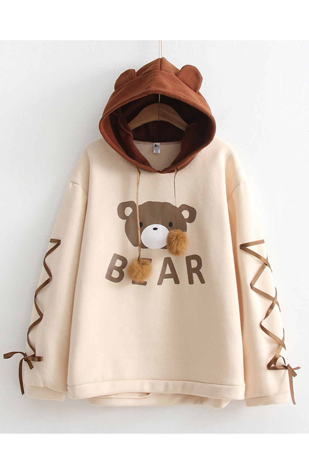 Women Bear Printed Cute Long Sleeve Loose Warm Lovely Winter Hoodie