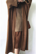 Women Knitted Convenient Long Sleeve Elegent Solid Colored Long Length Front Open Wind Proof Cardigan