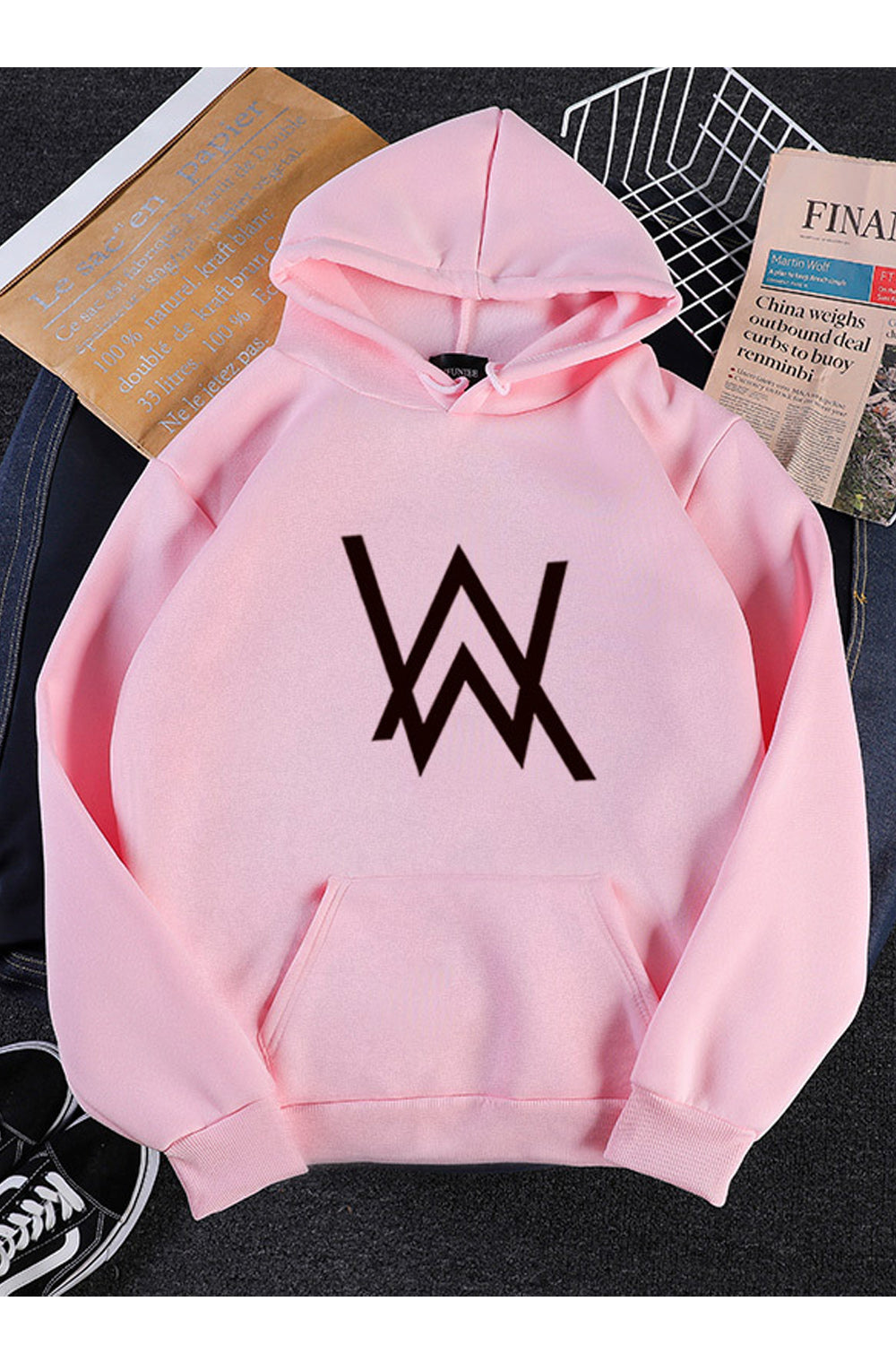 Women Fashionable Thick & Warm Long Sleeve Hooded Neck Printed Pattern Pocket Styled Hoodie