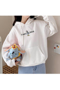 Women Tremendous Thick Long Sleeve Warm Hooded Neck Cartoon Pattern Soft Hoodie