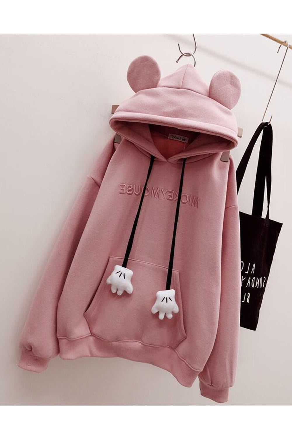 Women Stylish Hooded Neck Long Sleeve Cartoon Pattern Loose Style Hoodie