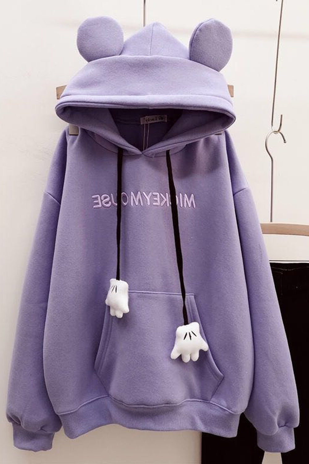 Women Stylish Hooded Neck Long Sleeve Cartoon Pattern Loose Style Hoodie