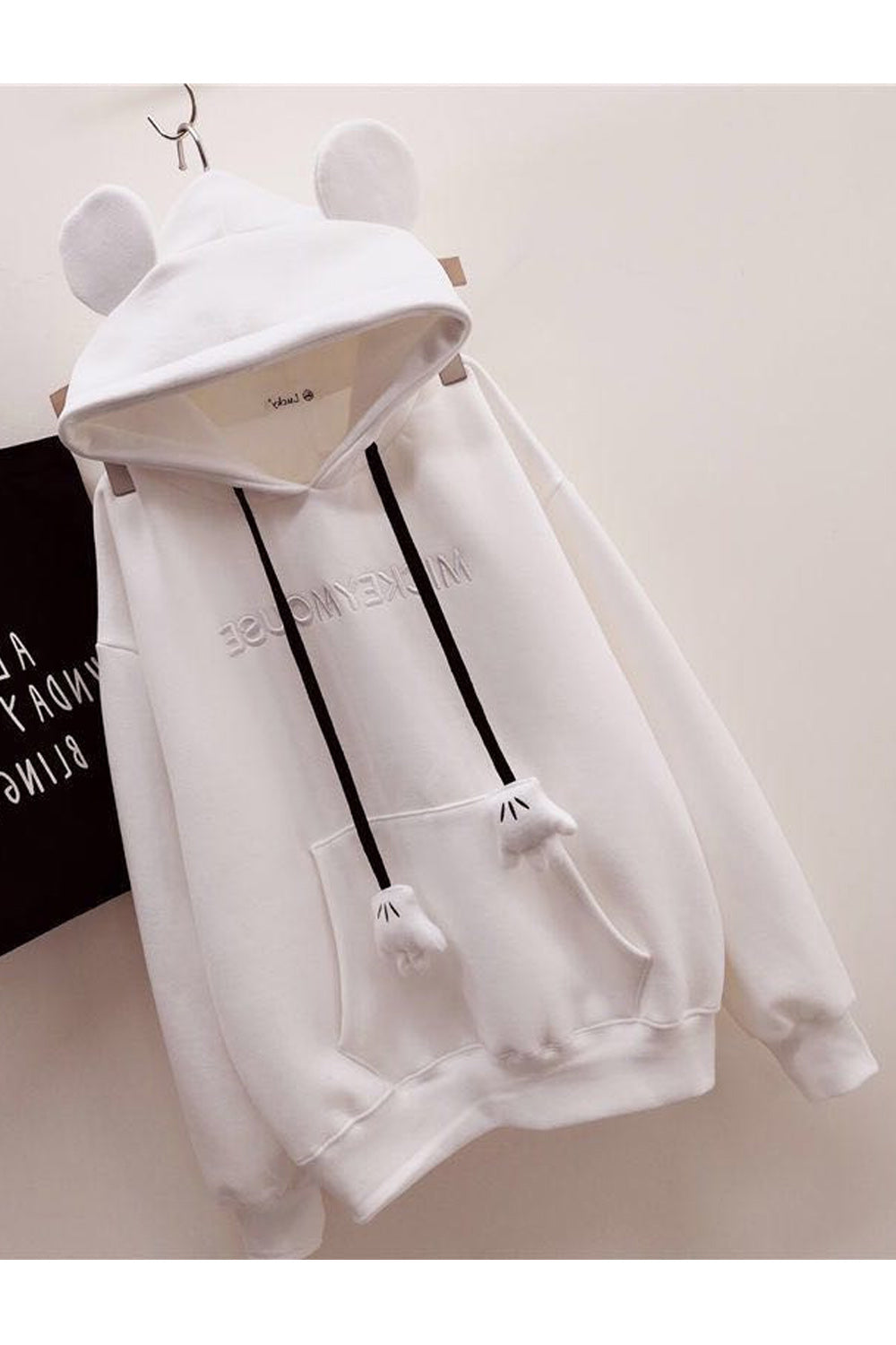 Women Stylish Hooded Neck Long Sleeve Cartoon Pattern Loose Style Hoodie