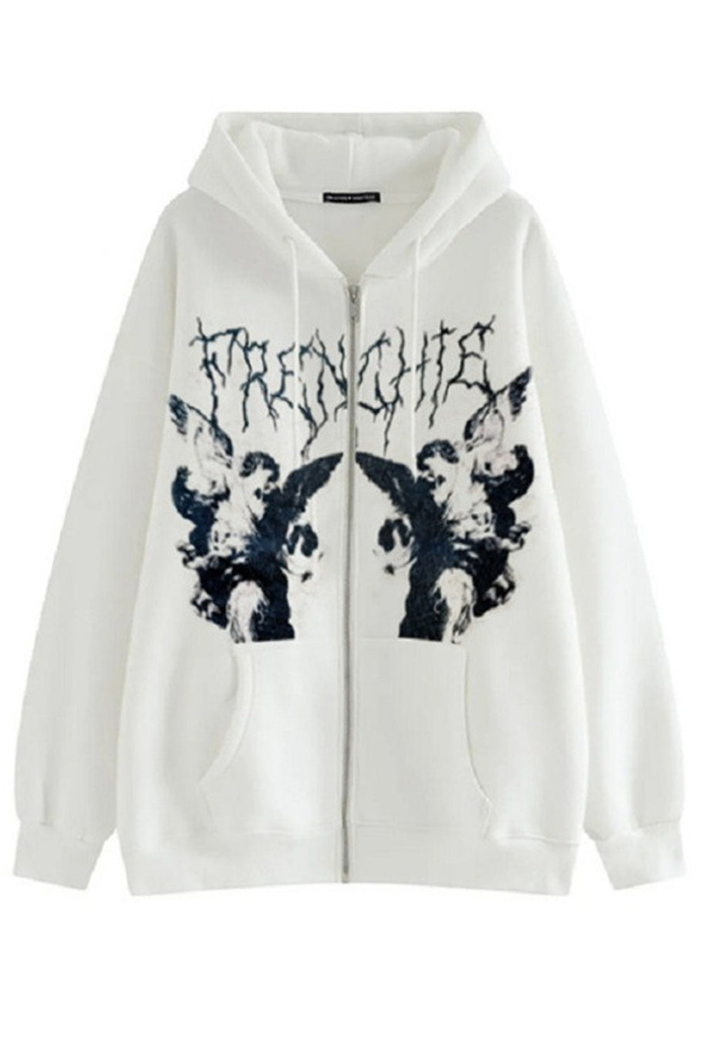 Women Classy Printed Pattern Zipper Long Sleeve Pocket Style Elegant Hoodie