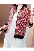 Women Amazing Stand Up Collar Printed Pattern Zipper Closure Comfortable Long Sleeve Casual Jacket