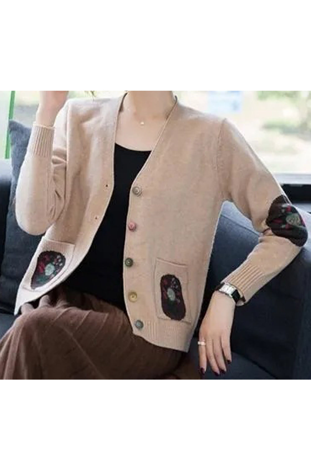 Women Amazing V-Neck Long Sleeve Button Closure Solid Colored Warm Comfortable Cardigan