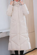 Women Splendid Solid Colored Mid Length Thick Hood Neck Snap Button Easy Long Sleeve Padded Jacket