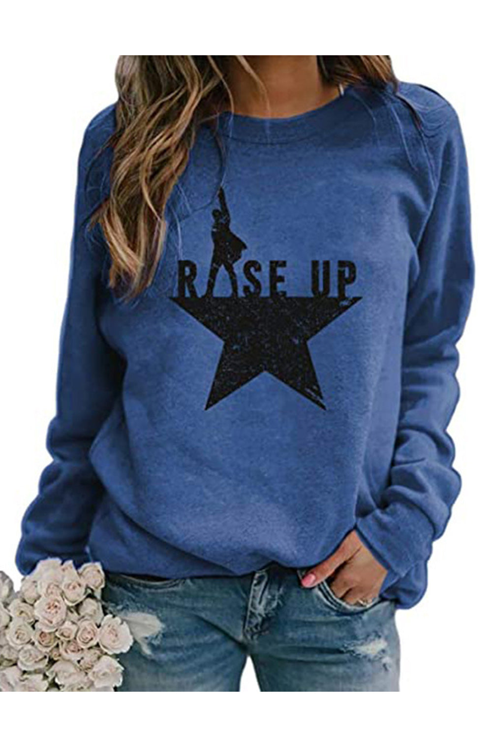Women Letter Pattern Round Neck Relaxing Casual Long Sleeve Superb Convenient Round Neck Sweatshirt