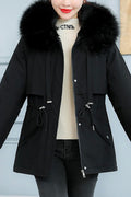 Women Tremendous Solid Pattern Fluffy Hood Casual Soft Winter Warm Padded Jacket