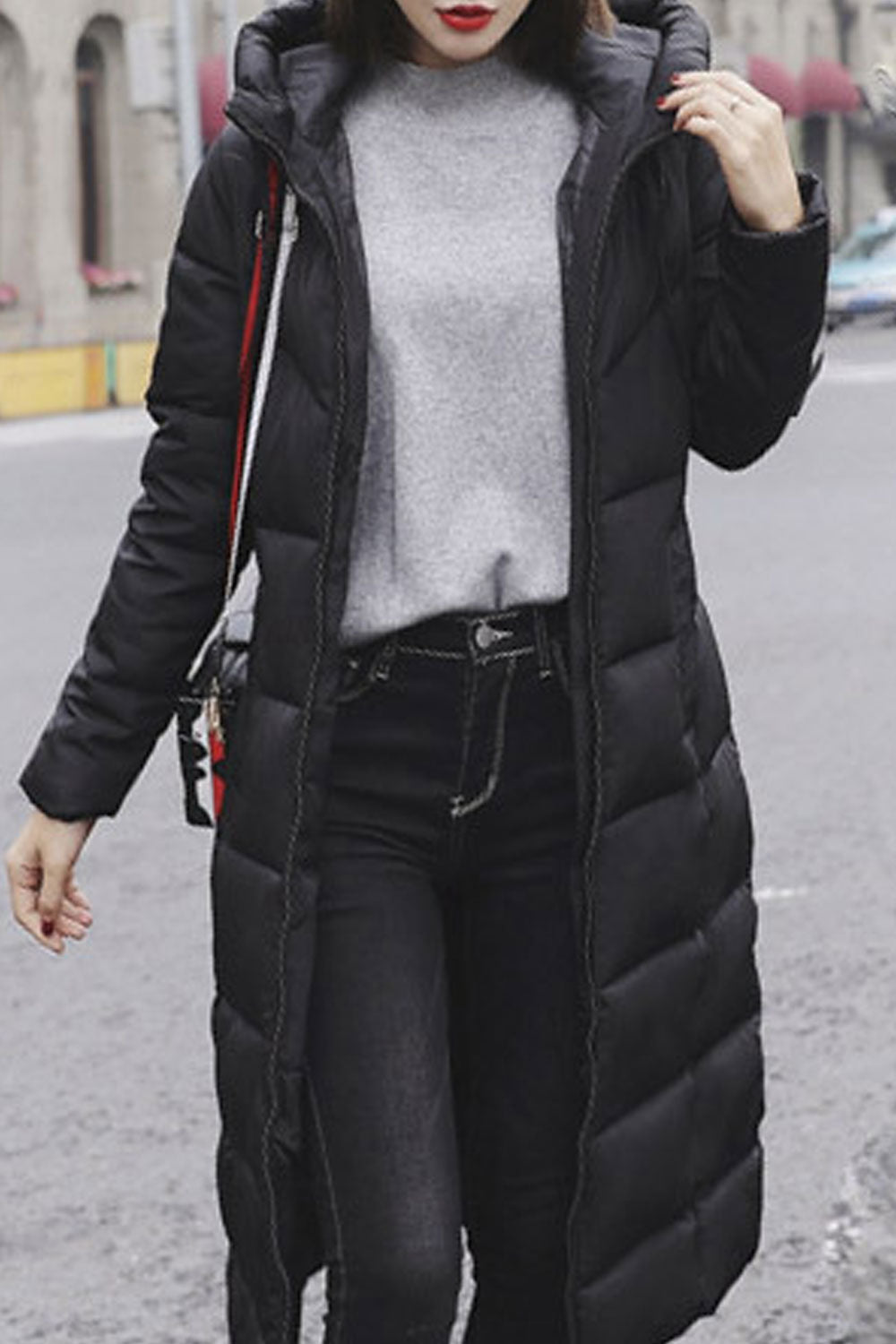 Women Decent Solid Colored Hooded Neck Long Sleeve Casual Warm Padded Jacket