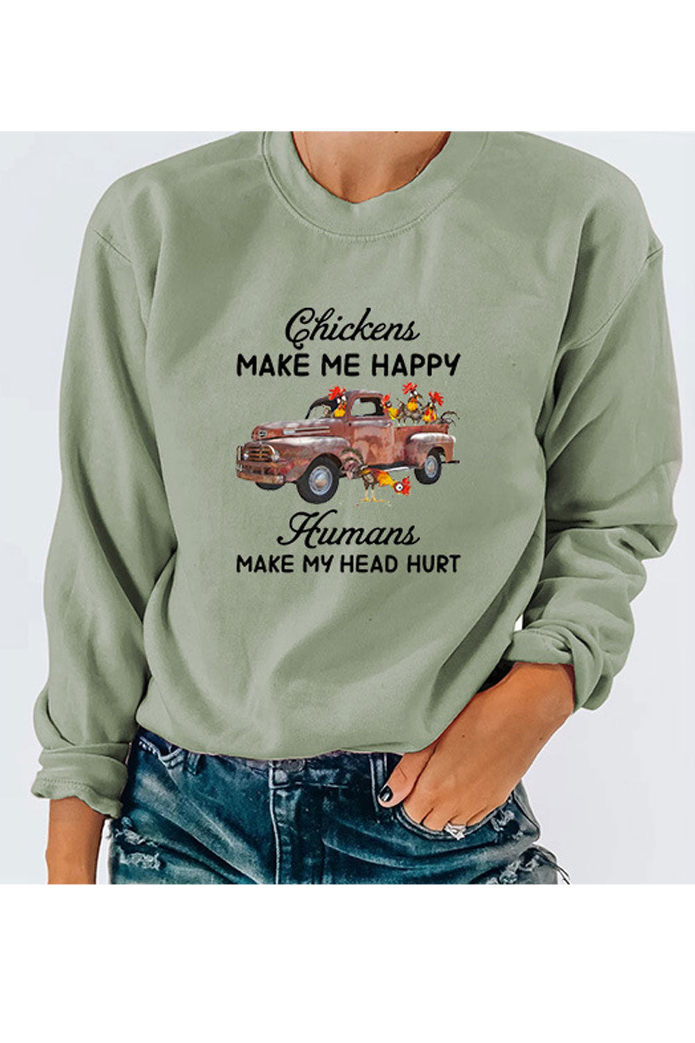Women Splendid Printed Pattern Long Sleeve Round Neck Comfortable Elegant Sweatshirt