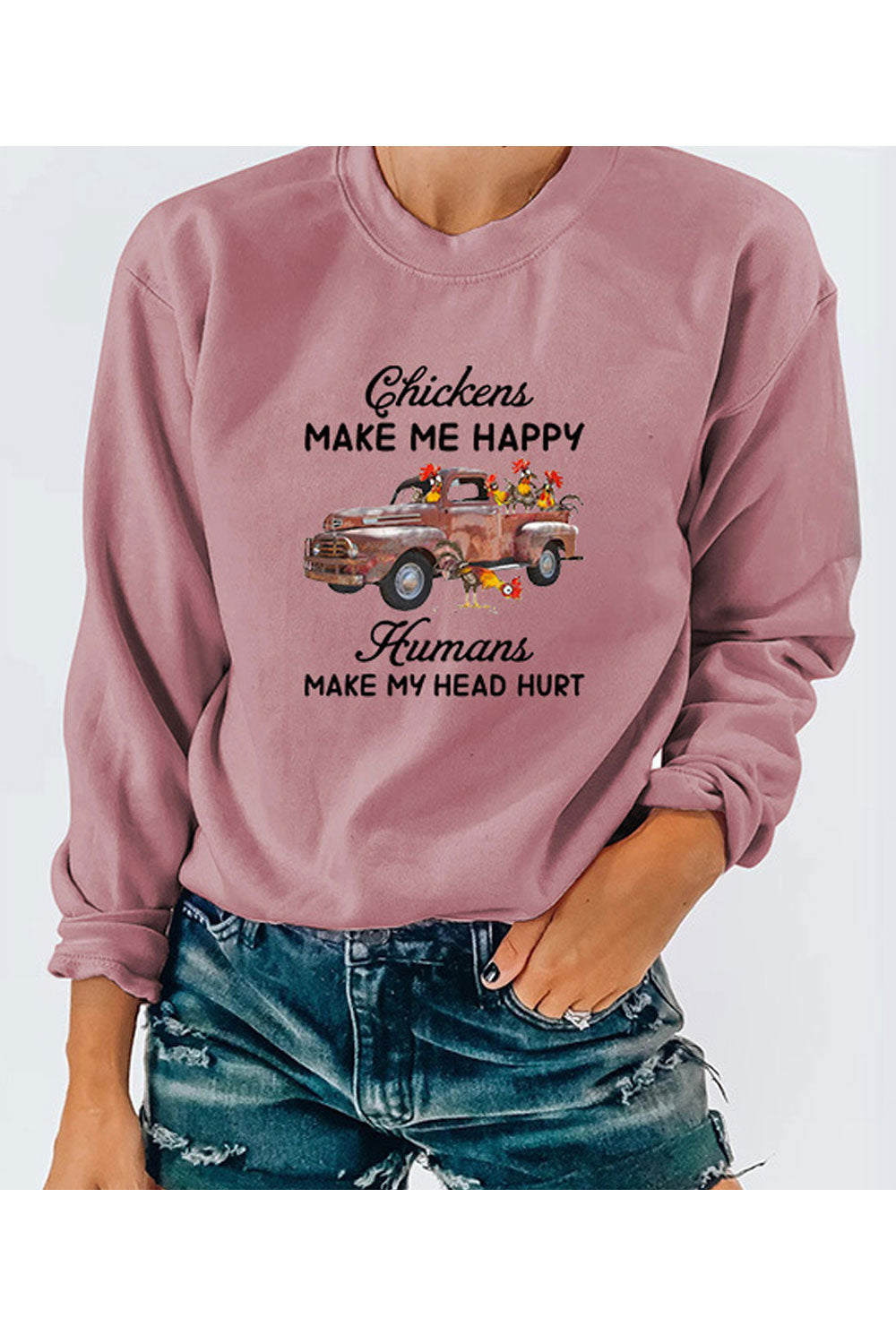 Women Splendid Printed Pattern Long Sleeve Round Neck Comfortable Elegant Sweatshirt