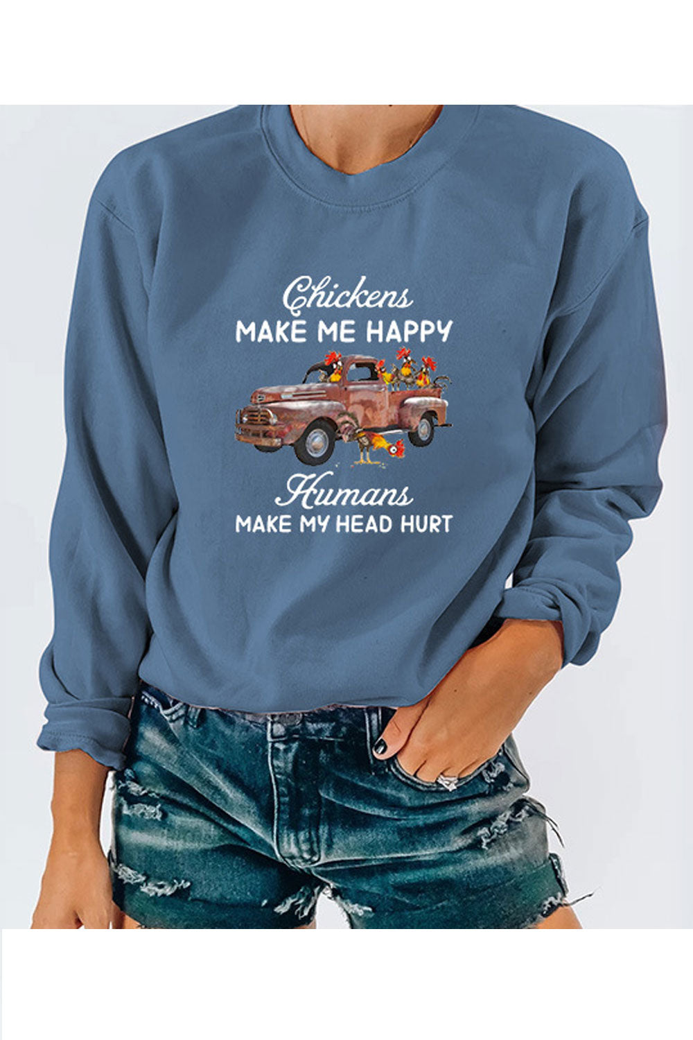 Women Splendid Printed Pattern Long Sleeve Round Neck Comfortable Elegant Sweatshirt