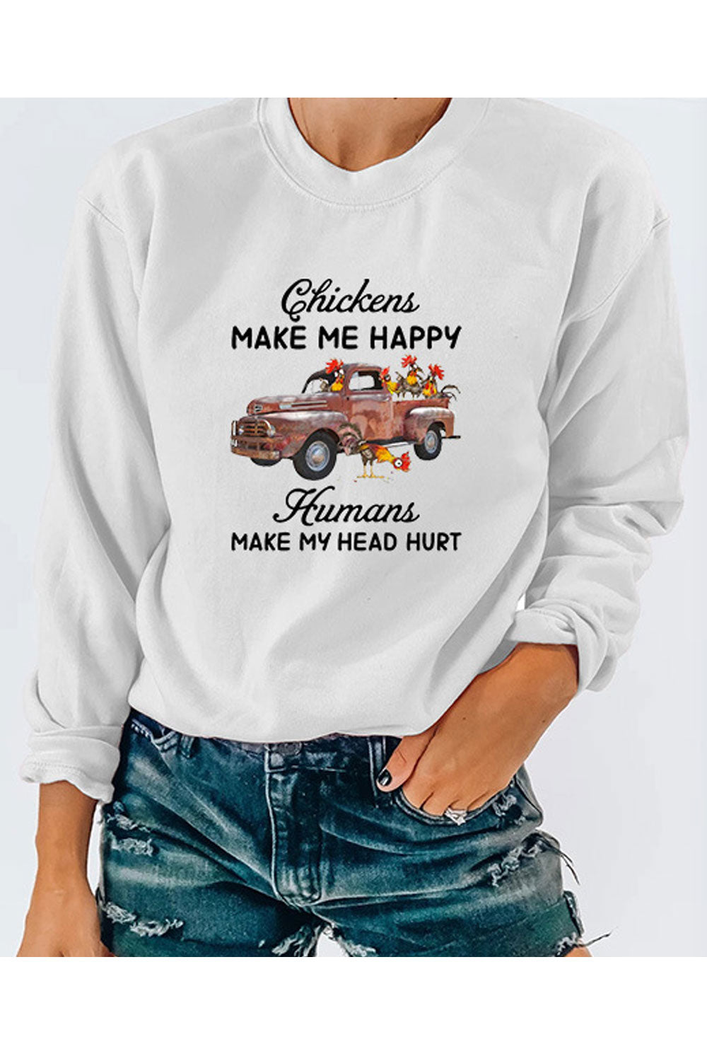 Women Splendid Printed Pattern Long Sleeve Round Neck Comfortable Elegant Sweatshirt