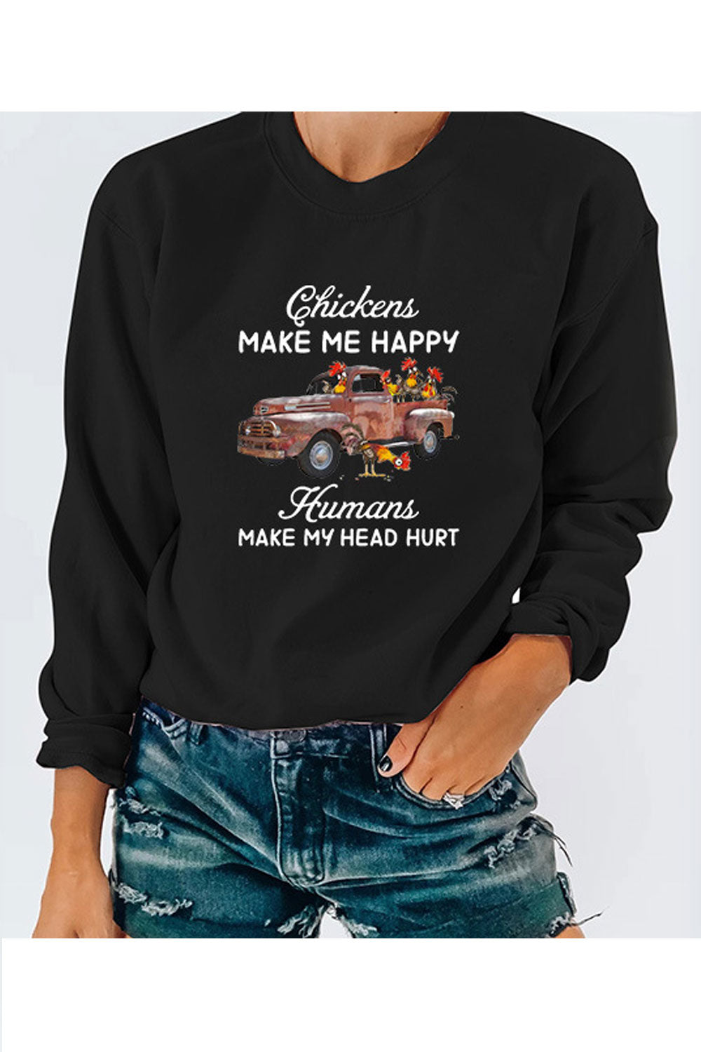 Women Splendid Printed Pattern Long Sleeve Round Neck Comfortable Elegant Sweatshirt
