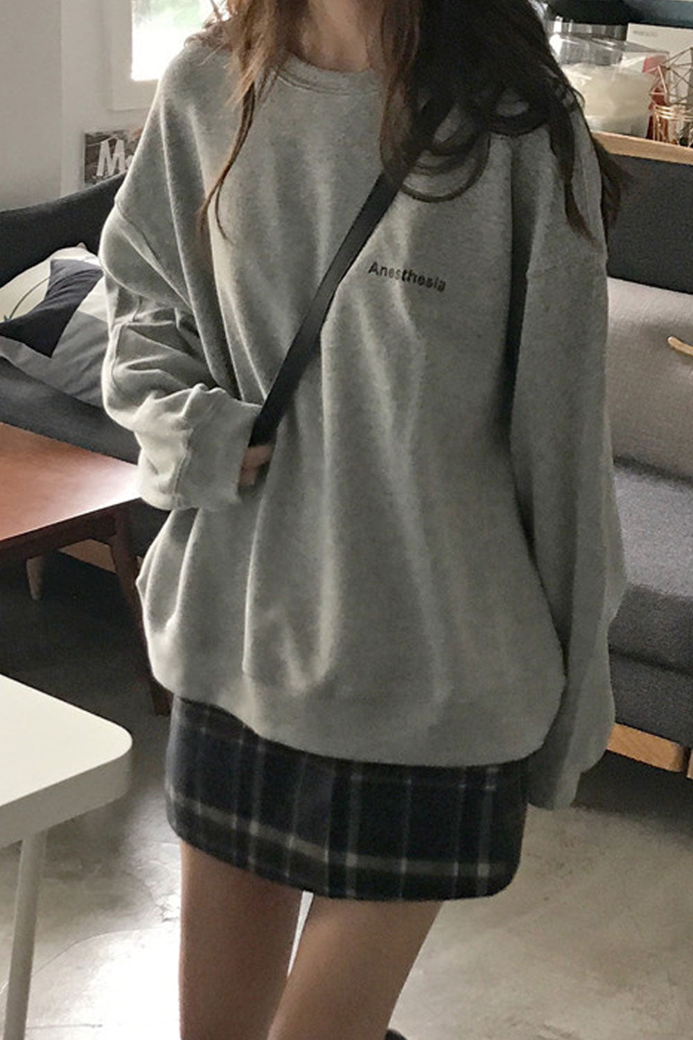 Women Sophisticated Solid Pattern Loose Long Sleeve Round Neck Breathable Casual Sweatshirt
