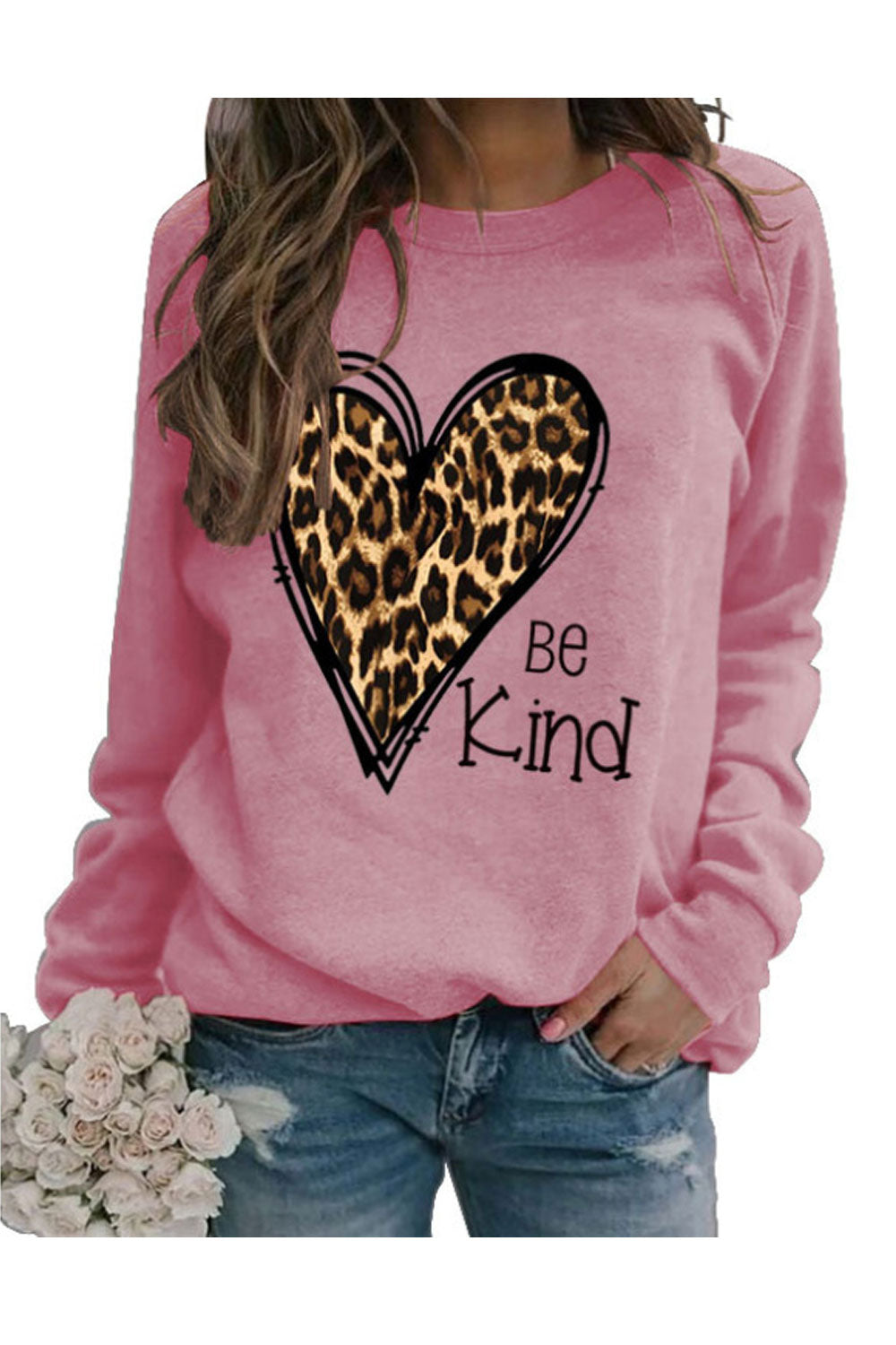 Women Amazing Printed Pattern Loose Long Sleeve Convenient Round Neck Tremendous Pullover Sweatshirt