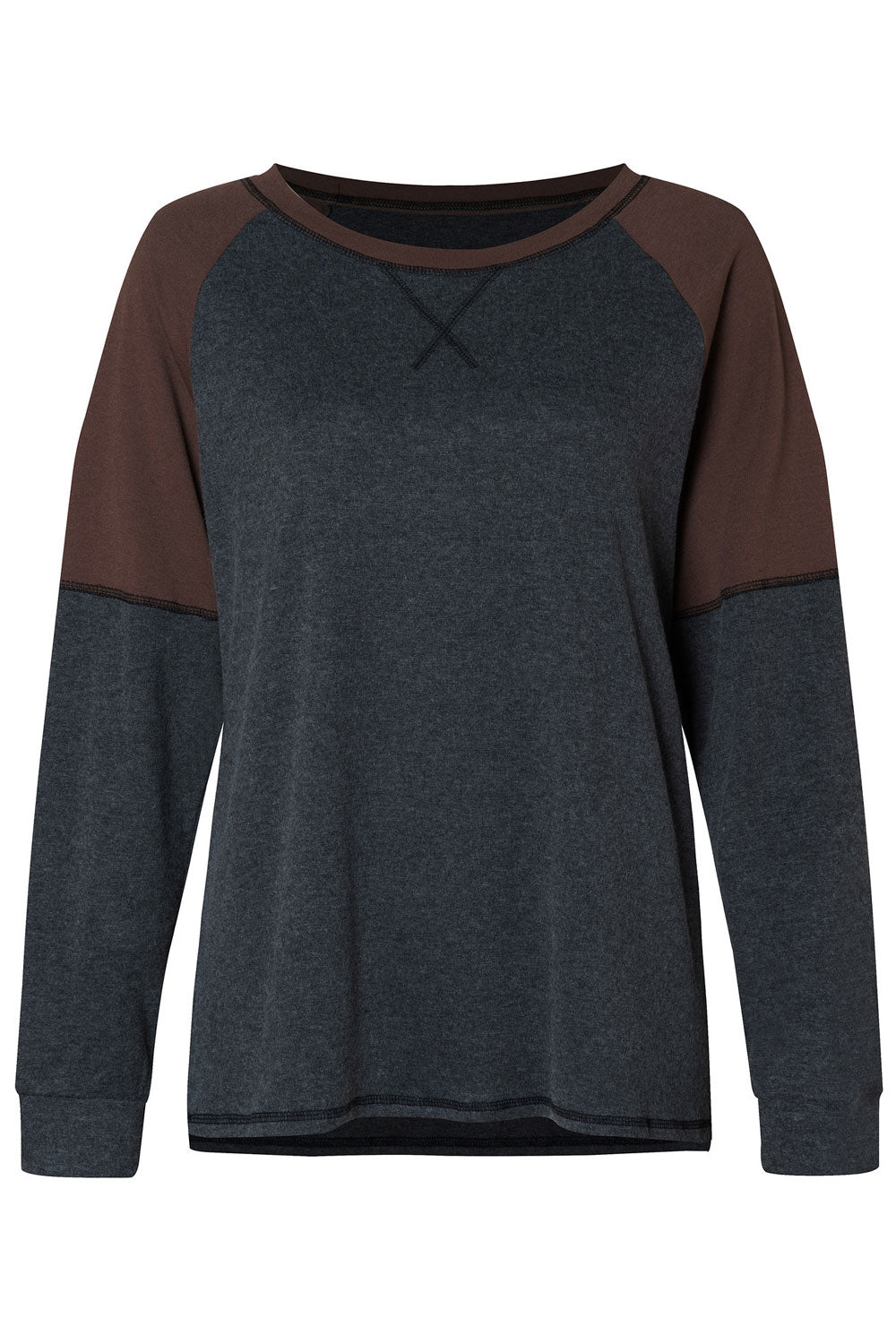 Women Lovely Solid Pattern Thick Long Sleeve Round Neck Relax Fit Cozy Winter Sweatshirt
