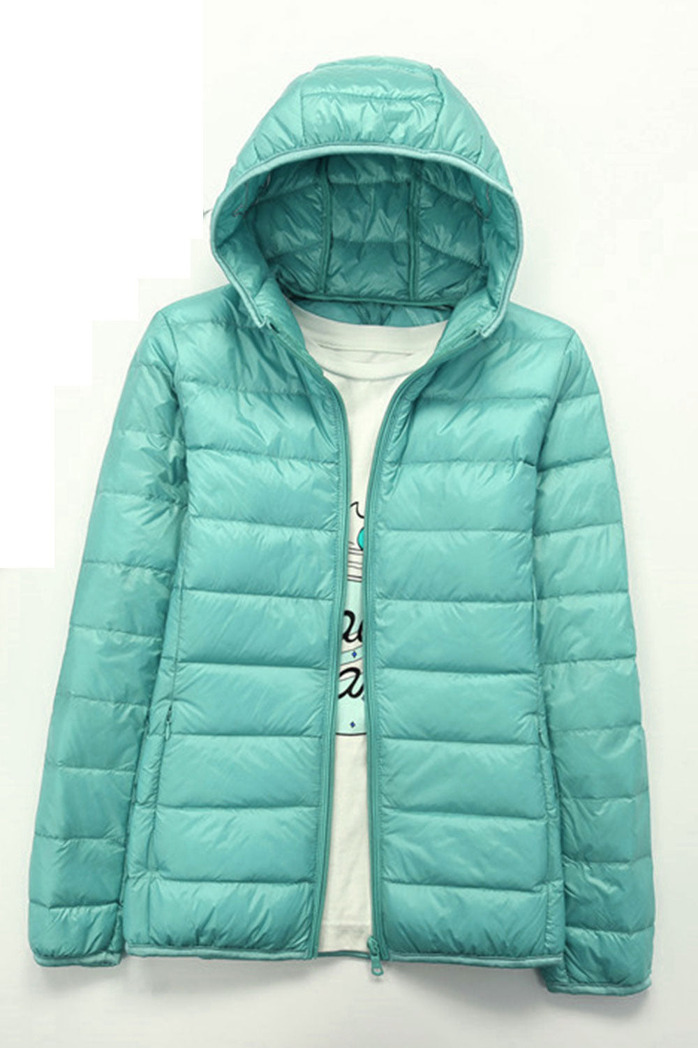Women Magnificent Thick Long Sleeve Warm Hooded Neck Alluring Solid Colored Zipper Closure Winter Padded Jacket