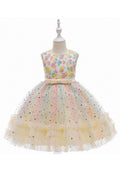Kids Girls Amazing Sequins Pattern Easy Round Neck Sleeveless Convinient Wear Superb Party Dress