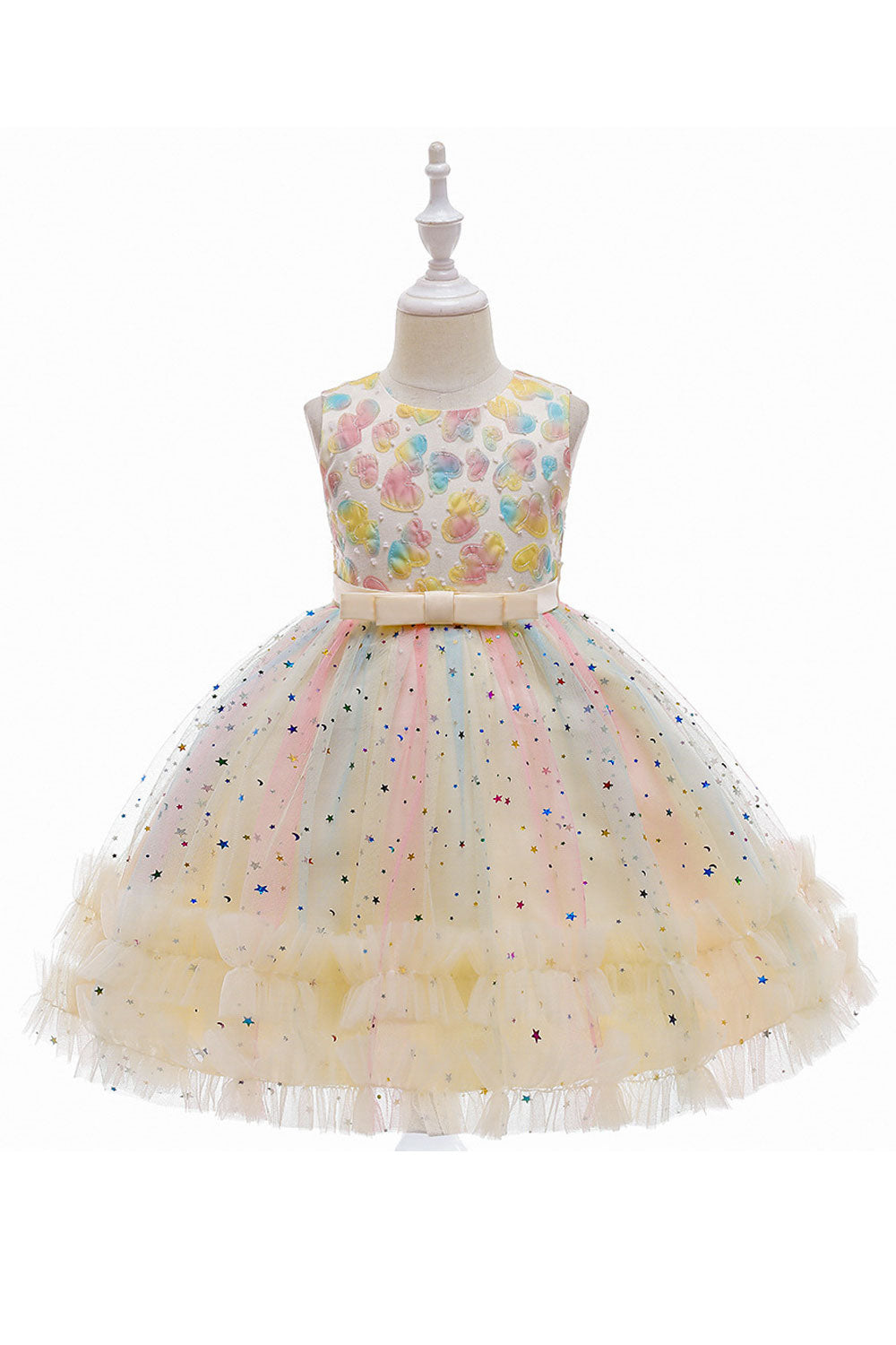 Kids Girls Amazing Sequins Pattern Easy Round Neck Sleeveless Convinient Wear Superb Party Dress