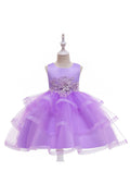 Kids Girls Cute Flower Embroidery Mesh Skirt Sleeveless Wonderful Dress