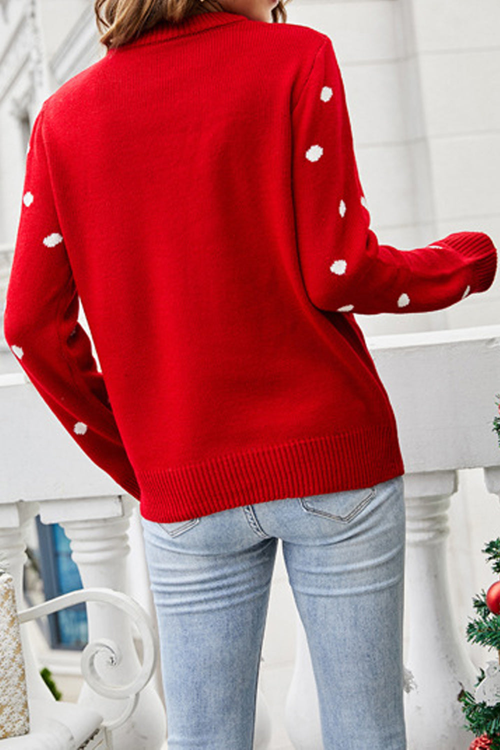 Women Pretty Printed Pattern Easy Round Neck Thick Long Sleeve Restful Winter Casual Pullover Sweater
