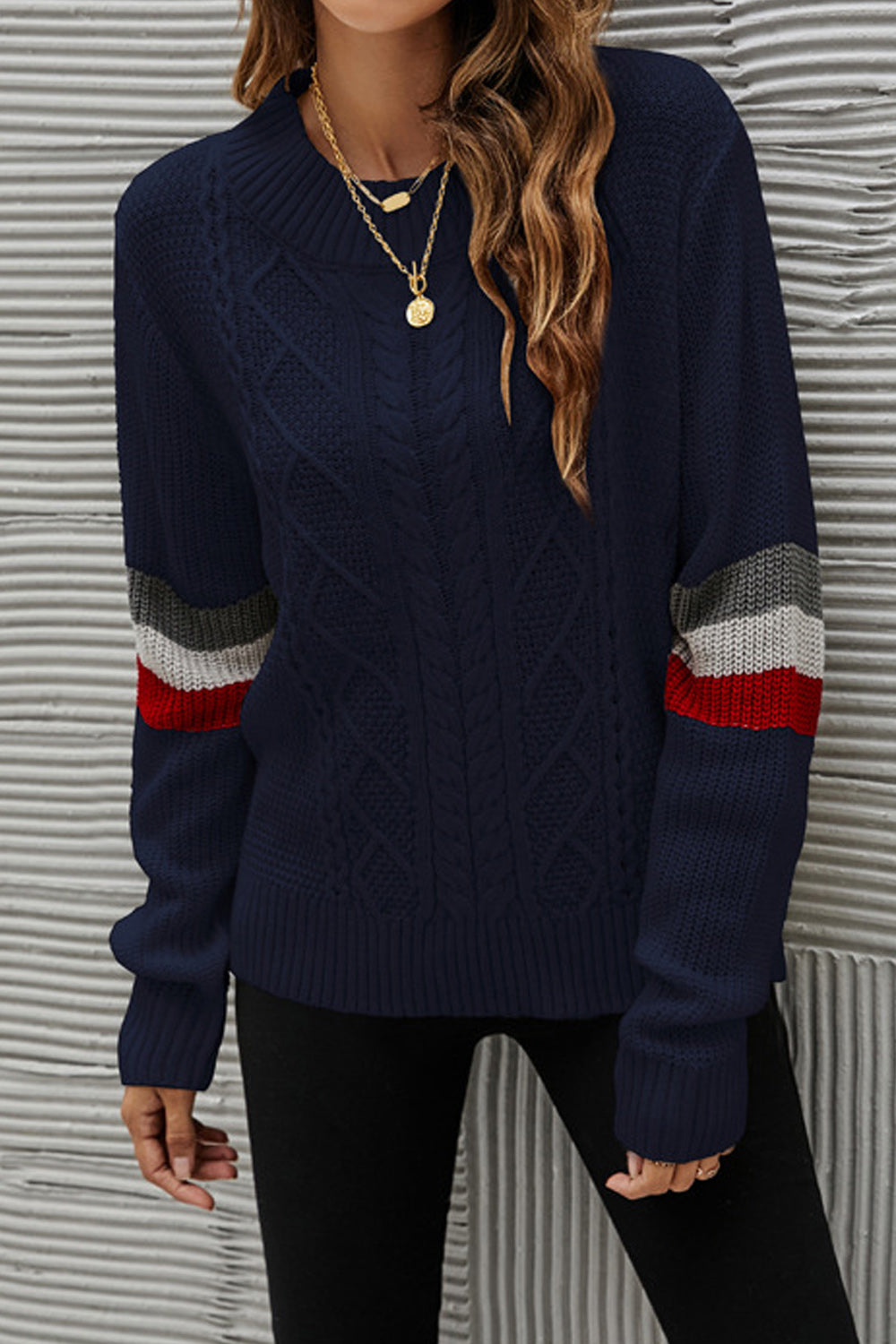 Women Awesome Solid Colored Thick Long Sleeve Round Neck Pullover Casual Winter Sweater
