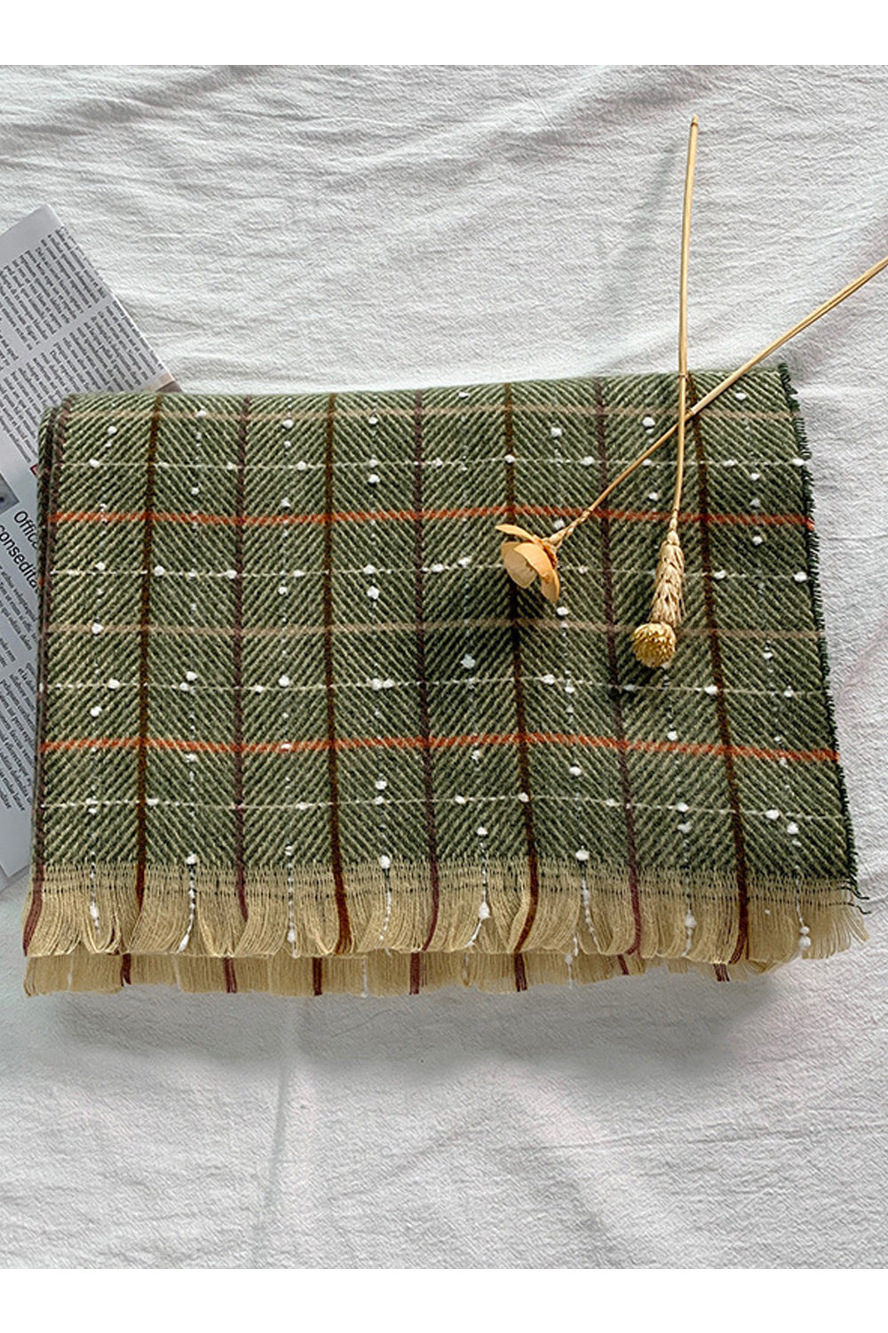 Women Elegant Plaid Pattern Warm Cashmere Material Autumn Casual Scarf