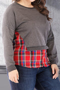 Women Decent Plaid Pattern Thick Ribbed Cuff Easy Round Neck Comfortable Casual Sweater
