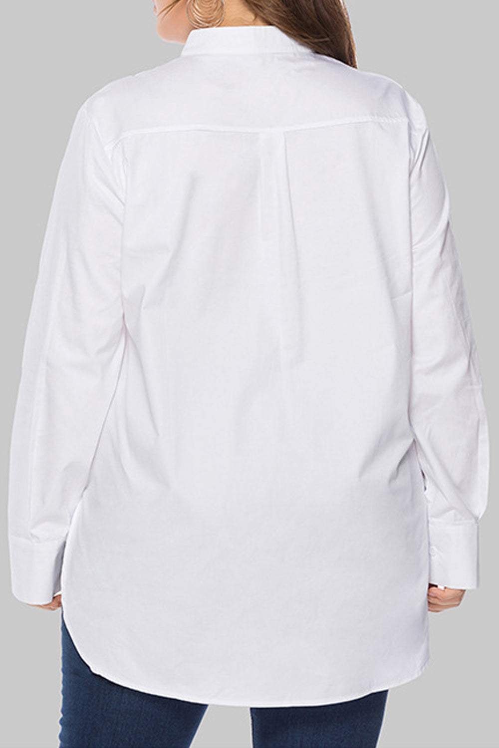 Women Magnificent Solid Colored Long Sleeve Stand Up Collar Pullover Casual Autumn Styling Shirt
